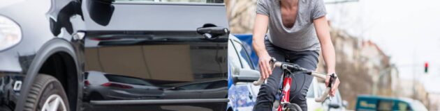 Situation de presqu'accident entre un cycliste et un automobiliste sortant de son véhicule