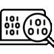 Pictogramme zoom sur les données dans un ordinateur